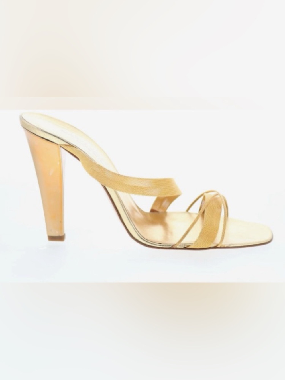 Mario Valentino Strappy Gold Heels/Slides: 
Size 7